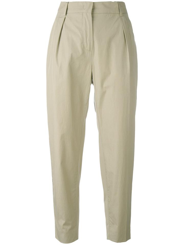 Max Mara Studio - Markus Cropped Trousers - Women - Cotton/polyester - 44, Green, Cotton/polyester