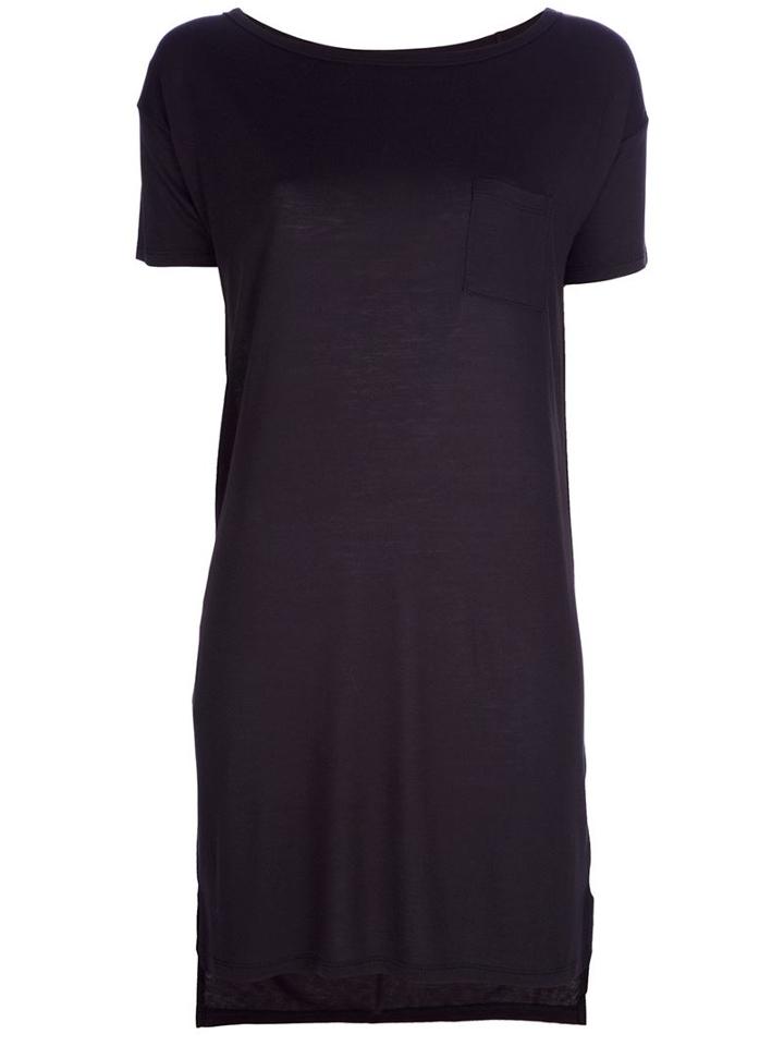 T By Alexander Wang Loose Fit T-shirt Dress, Women's, Size: Medium, Black, Rayon