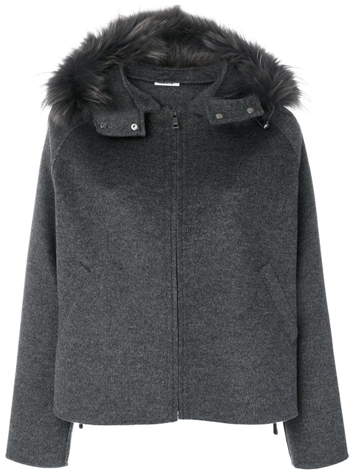 P.a.r.o.s.h. Fur Hooded Coat - Grey