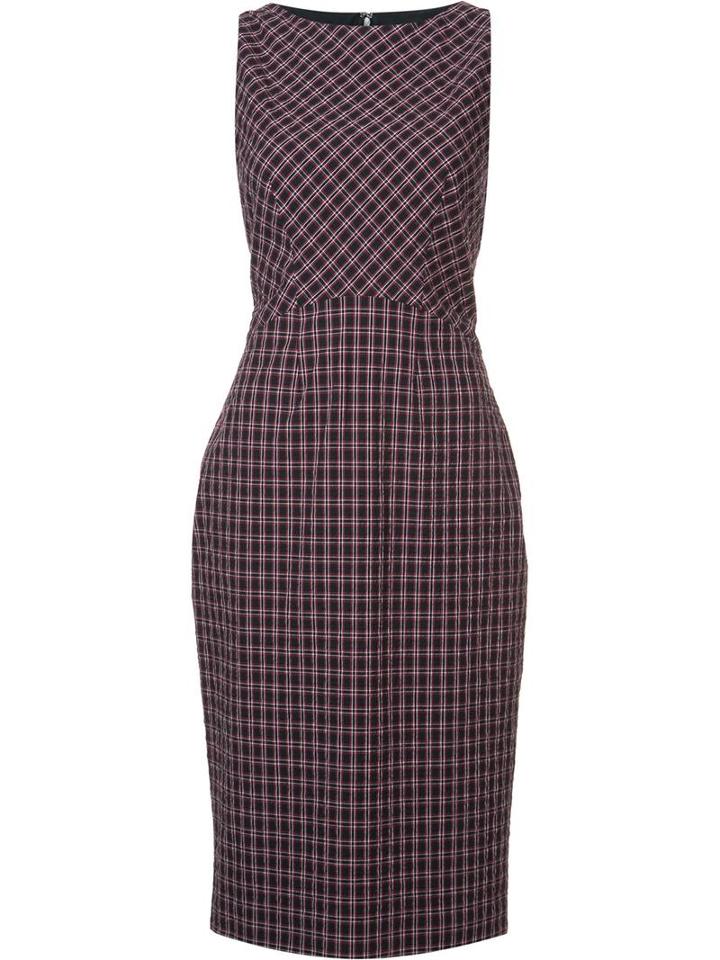 Altuzarra Fitted Checked Dress, Women's, Size: 40, Red, Cotton/spandex/elastane