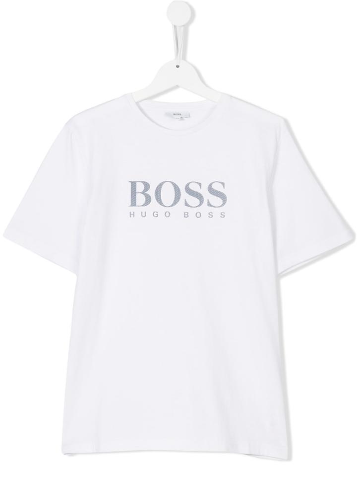 Boss Kids Logo Print T-shirt - White