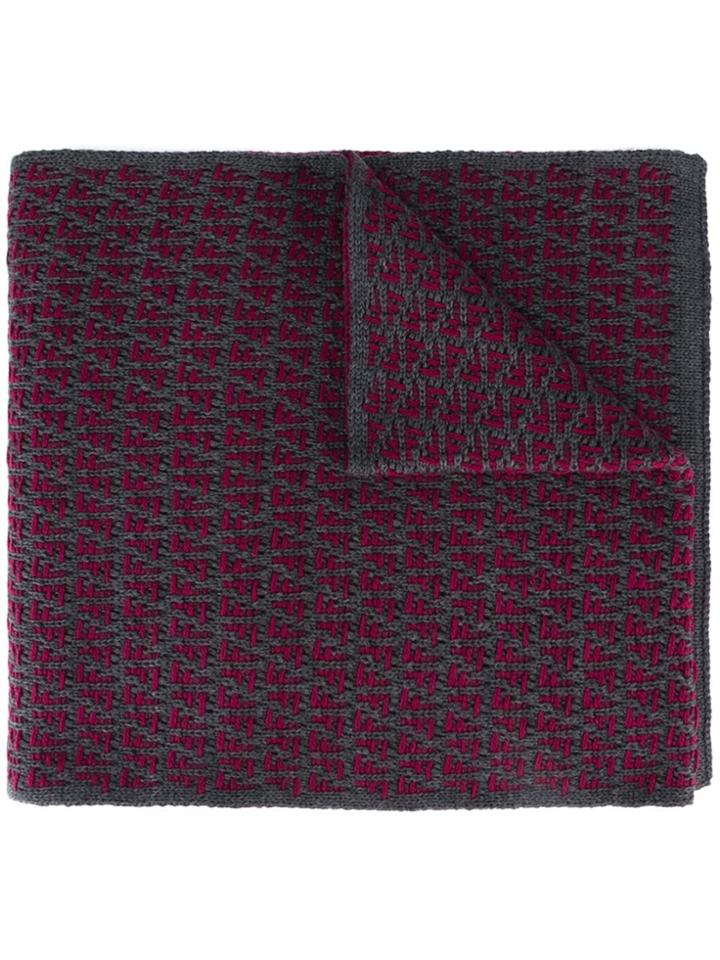 Fendi Ff Logo Knit Scarf - Red