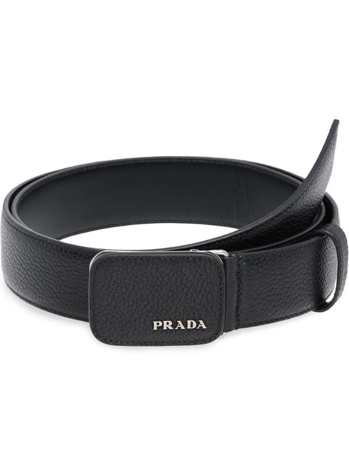 Prada Grained Logo Belt - Black