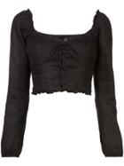 Reformation Lace-up Cropped Blouse - Black