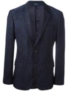 Alexander Mcqueen Skull Jacquard Blazer, Men's, Size: 48, Blue, Viscose/virgin Wool
