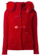 Bark Fur Collar Duffle Coat, Women's, Size: Medium, Red, Polyamide/wool/raccoon Dog