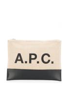 A.p.c. Logo Print Panelled Clutch - Neutrals
