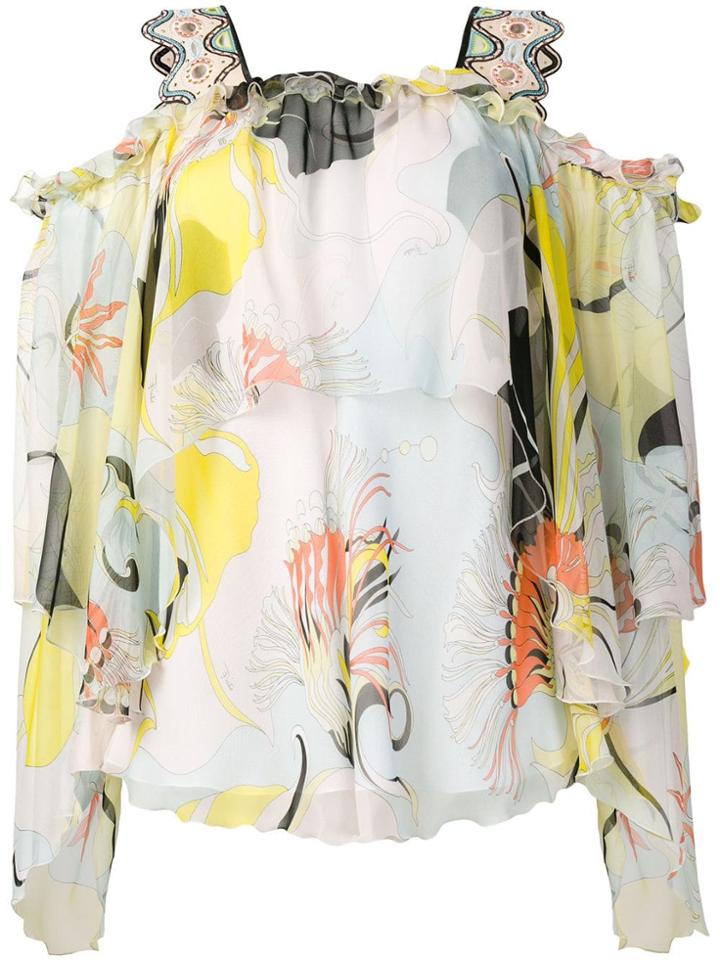 Emilio Pucci Mirabilis Print Silk Chiffon Blouse - Blue
