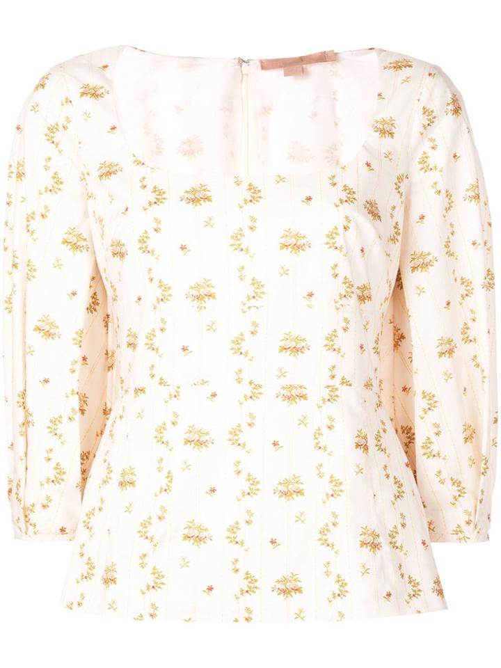 Brock Collection Orecchino Floral-print Cotton Top - Neutrals