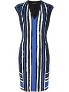 Roberto Cavalli Animal Print Striped Dress