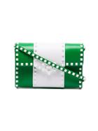 Valentino Green And White Medium Rockstud Leather Shoulder Bag