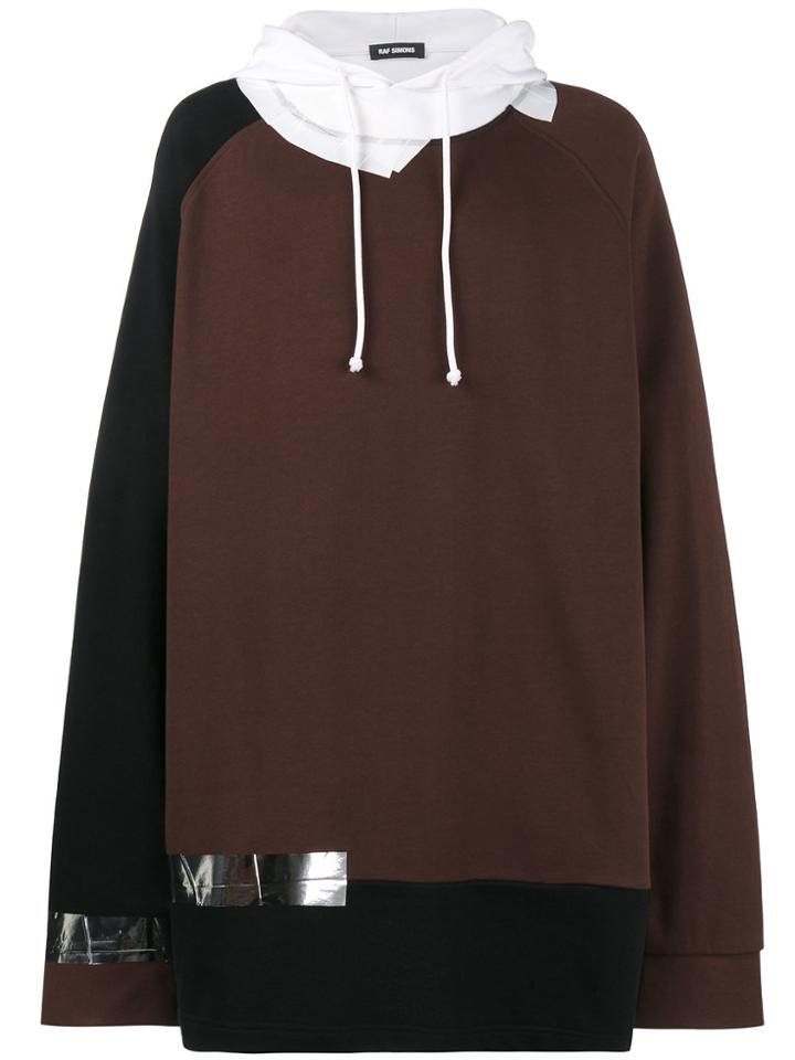 Raf Simons Oversized Hoodie With Tape - Brown