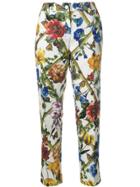 Dolce & Gabbana Floral Brocade Cropped Trousers - White