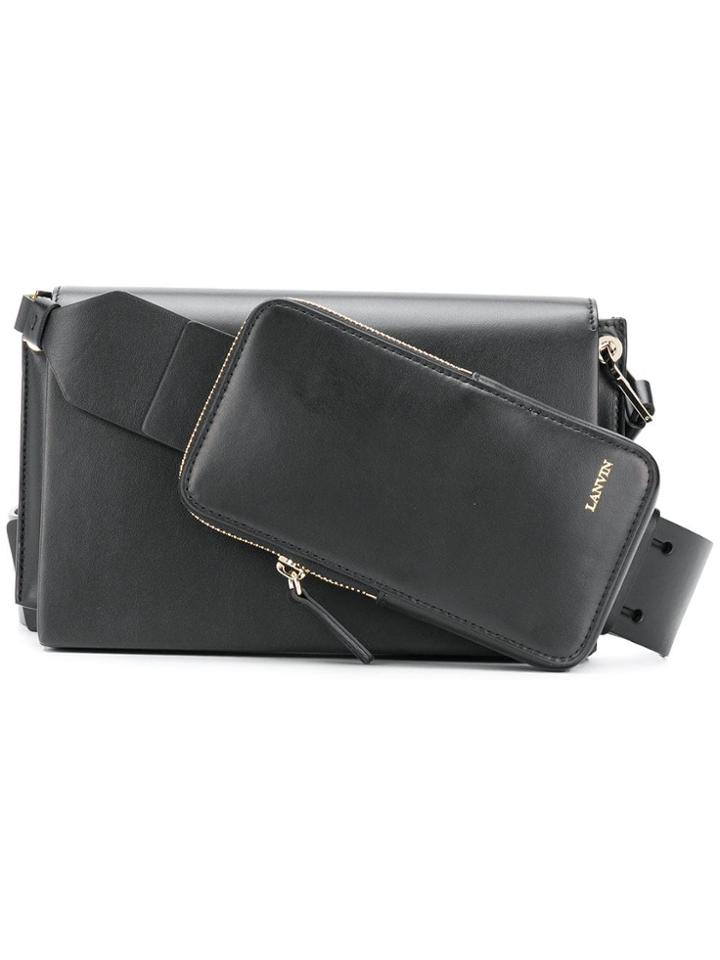 Lanvin Logo Embossed Crossbody Bag - Black