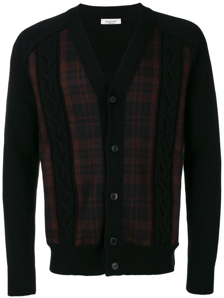 Valentino - Tartan Panel Cardigan - Men - Acrylic/polyamide/spandex/elastane/virgin Wool - L, Black, Acrylic/polyamide/spandex/elastane/virgin Wool