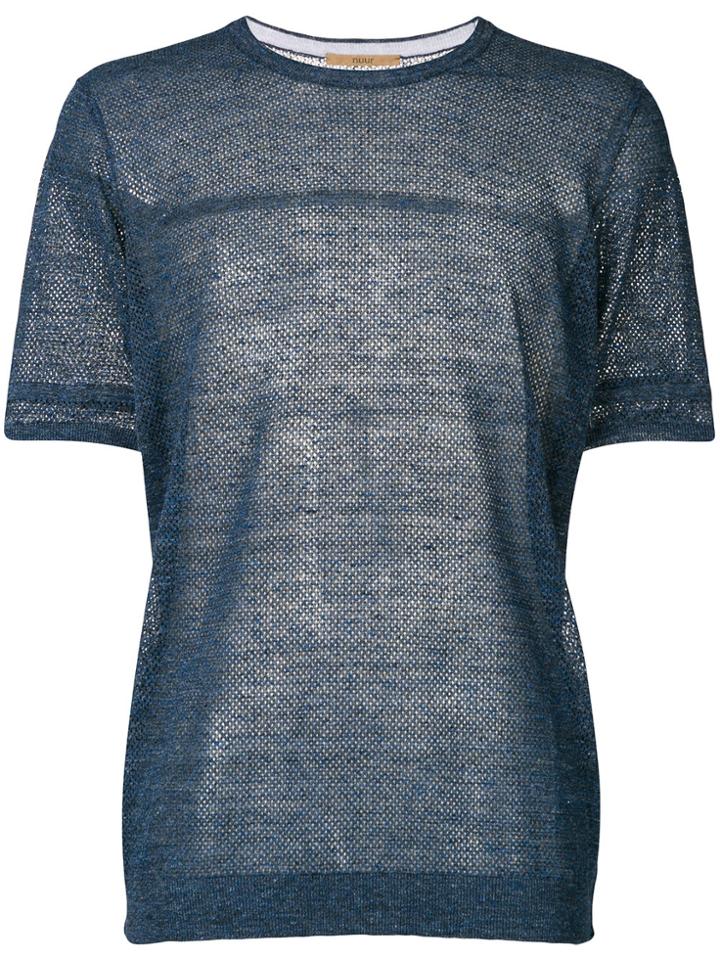 Nuur Raw Hem Sheer T-shirt - Blue