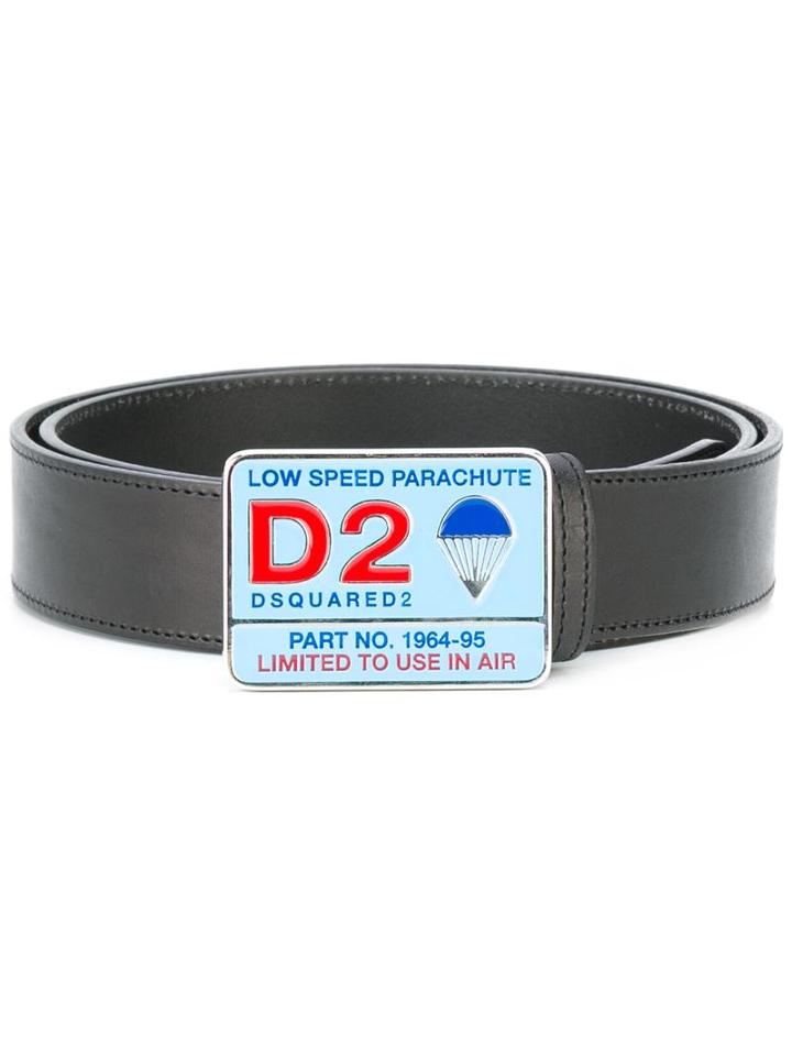 Dsquared2 Contrast Parachute Buckle Belt, Men's, Size: 95, Black, Leather/zamak