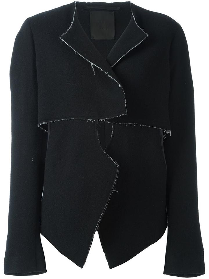 Lost & Found Ria Dunn Raw Edge Cut Out Cropped Jacket, Women's, Size: Large, Black, Acrylic/polyamide/viscose/virgin Wool