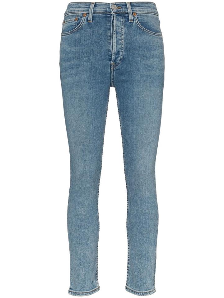 Re/done High Waisted Cropped Jeans - Blue