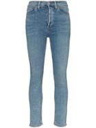 Re/done High Waisted Cropped Jeans - Blue