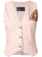N Duo Patch Waistcoat, Women's, Size: 36, Pink/purple, Linen/flax
