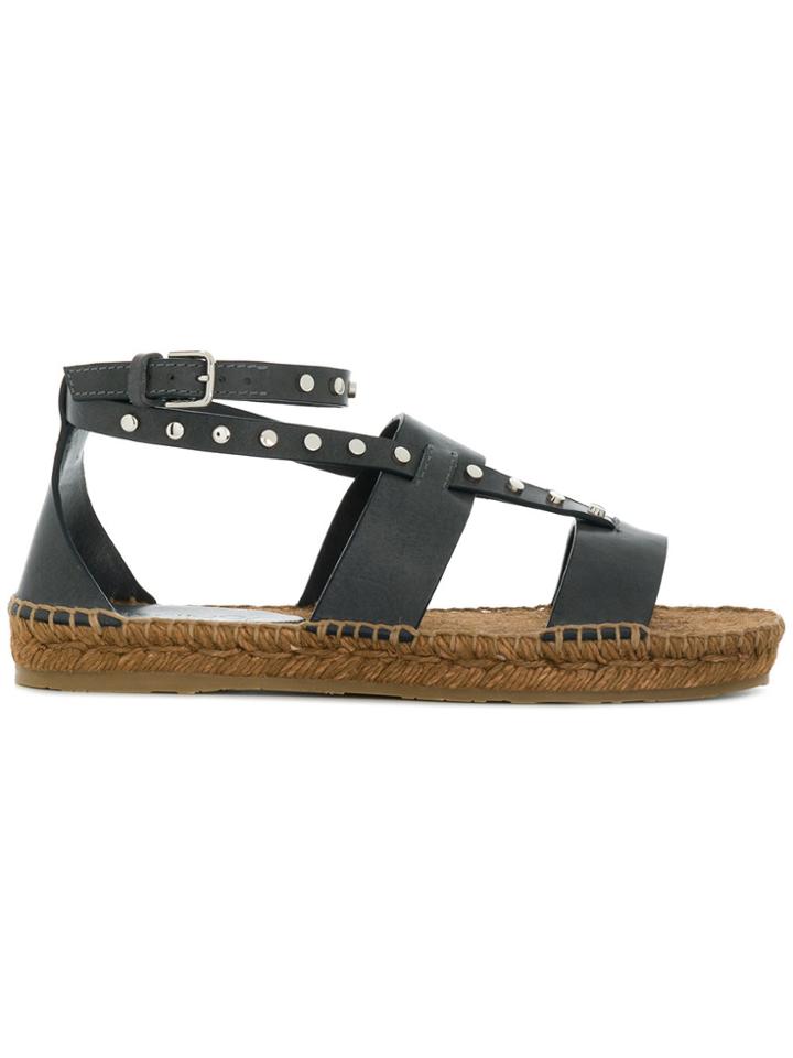 Jimmy Choo Denise Studded Raffia Sandals - Grey