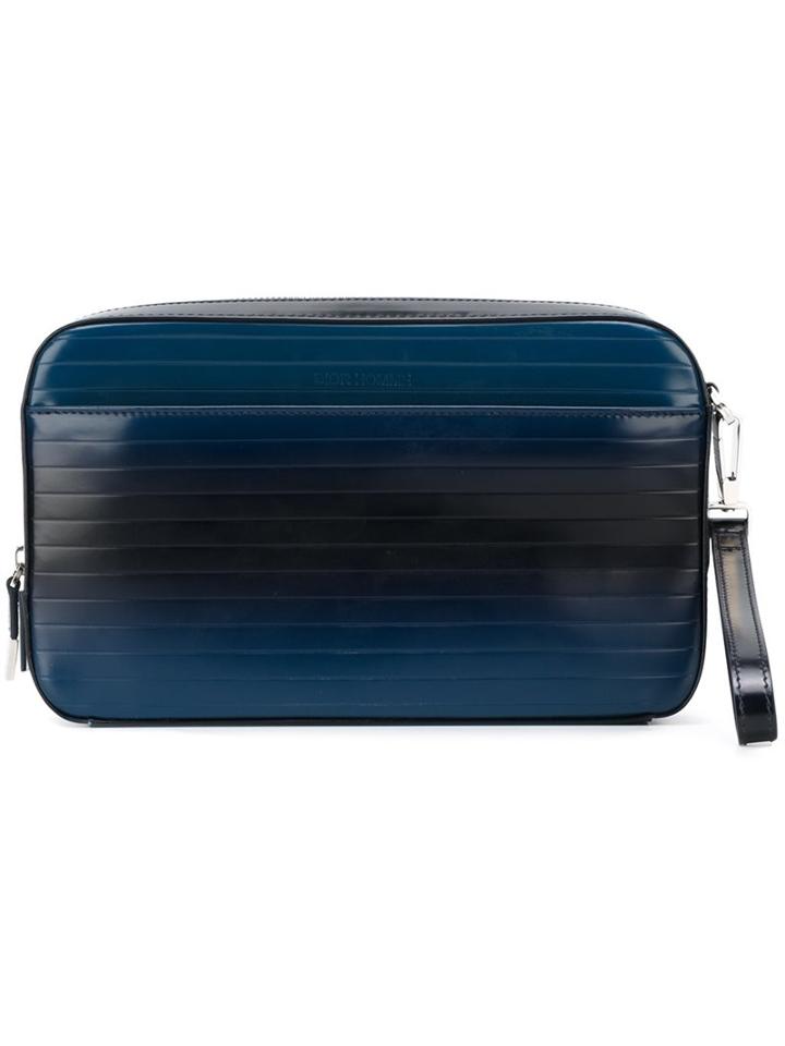 Dior Homme All Around Zip Clutch, Men's, Blue, Calf Leather