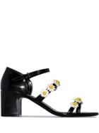 Fabrizio Viti Black Bea 65 Daisy-trim Patent-leather Sandals