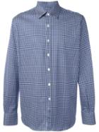 Canali Checked Shirt, Size: Large, Blue, Cotton
