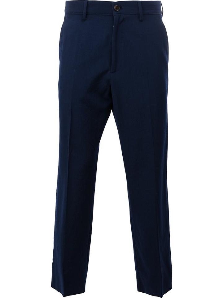 Gucci Cropped Tailored Trousers, Men's, Size: 46, Blue, Wool/cotton