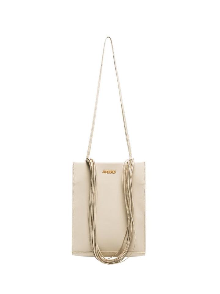 Jacquemus Cream A4 Leather Tote Bag - White