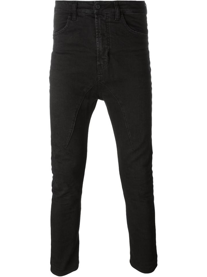 Poème Bohémien Slit Pocket Skinny Jeans, Men's, Size: 52, Black, Cotton/spandex/elastane