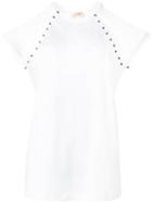 No21 Mesh Sleeve T-shirt, Women's, Size: 42, White, Cotton/polyester