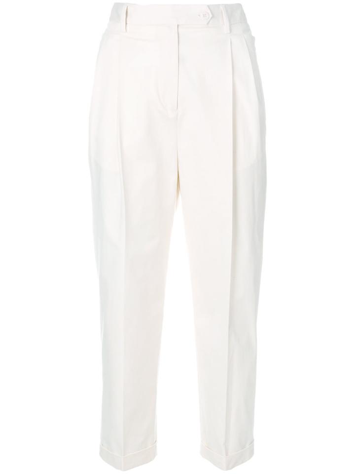 Brag-wette Cropped Trousers - White