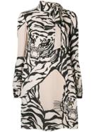 Valentino Tiger Print Mini Dress - Nude & Neutrals