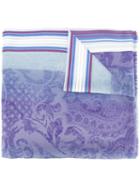 Etro Frayed Trim Striped Scarf, Women's, Pink/purple, Silk/viscose