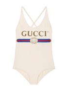 Gucci Sparkling Swimsuit With Gucci Logo - White