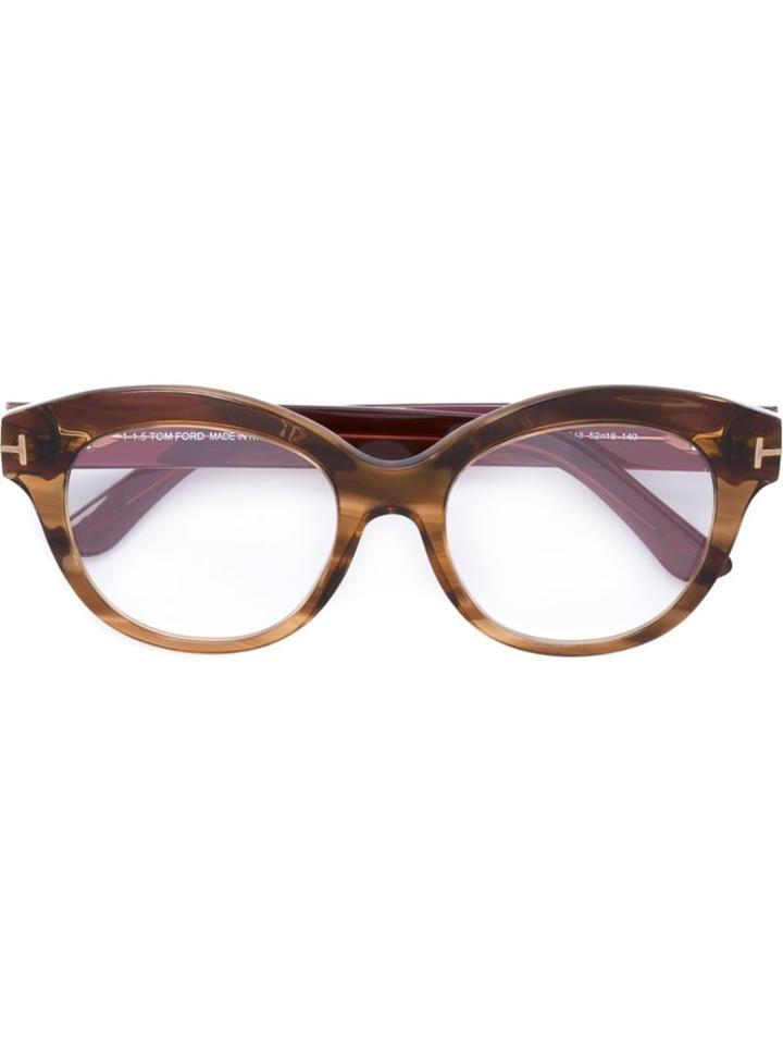 Tom Ford Round Frame Glasses, Brown, Acetate