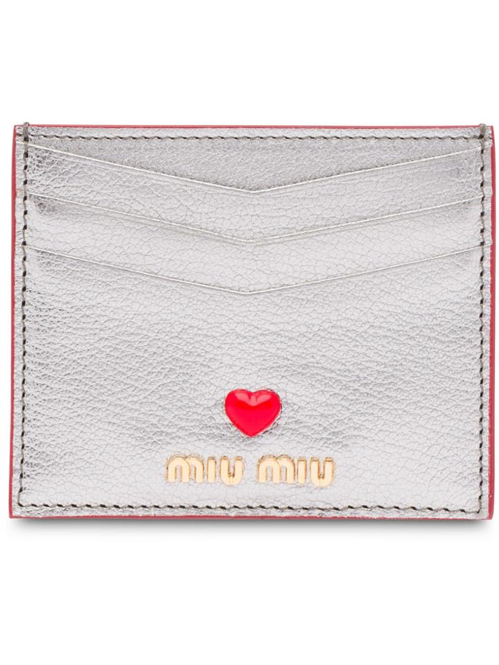 Miu Miu Love Logo Madras Card Holder - Metallic