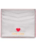 Miu Miu Love Logo Madras Card Holder - Metallic