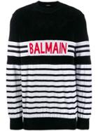 Balmain Striped Logo Jumper - Black