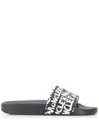 Moncler Graffiti Logo Print Slide Sandals - Black