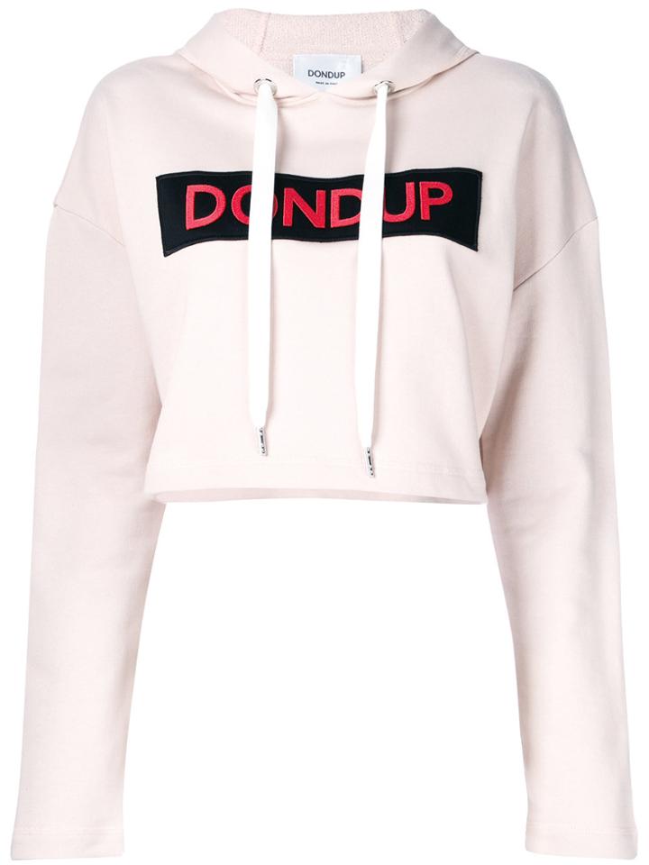 Dondup Cropped Logo Print Hoodie - Pink & Purple