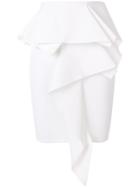 Alexandre Vauthier Ruffle Front Peplum Skirt - White