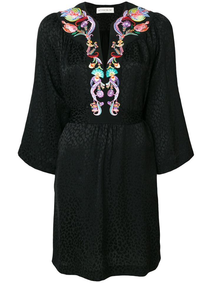 Etro Embellished V-neck Dress - Black