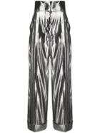 Alberta Ferretti Wide-leg Flared Trousers - Silver