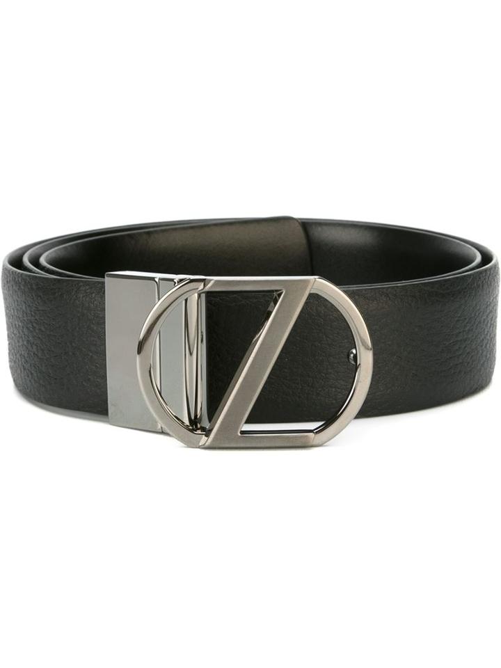 Z Zegna Logo Plaque Belt, Men's, Size: 100, Black, Calf Leather