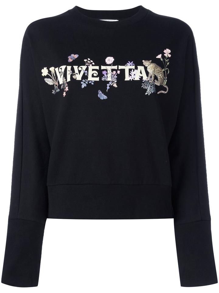Vivetta Logo Print Sweatshirt, Women's, Size: 40, Black, Cotton/spandex/elastane