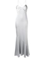 Galvan Cut-out Detail Gown, Women's, Size: 38, Grey, Polyester/triacetate/spandex/elastane