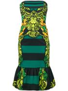 Prada Vintage Mixed Print Peplum Dress - Green